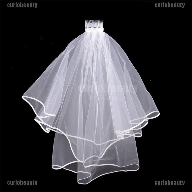 Bộ 4 món màn che vòng cổ huy hiệu dây ruy băng màu trắng chất liệu vải dành cho cô dâu
