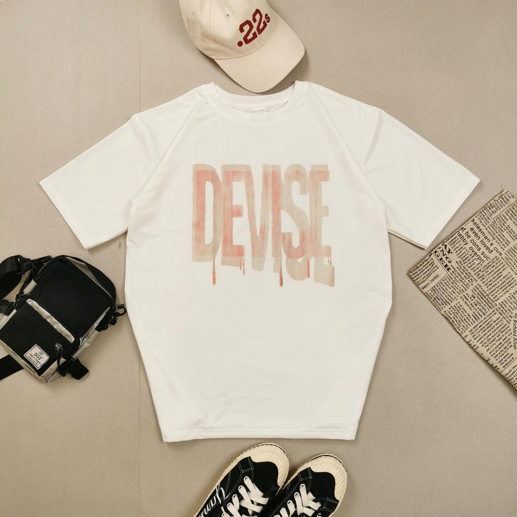 Áo thun Unisex tay lỡ form rộng in chữ DEVISE, áo phông unisex nam nữ JTeeMan vải Cotton Freesize cổ tròn JT46