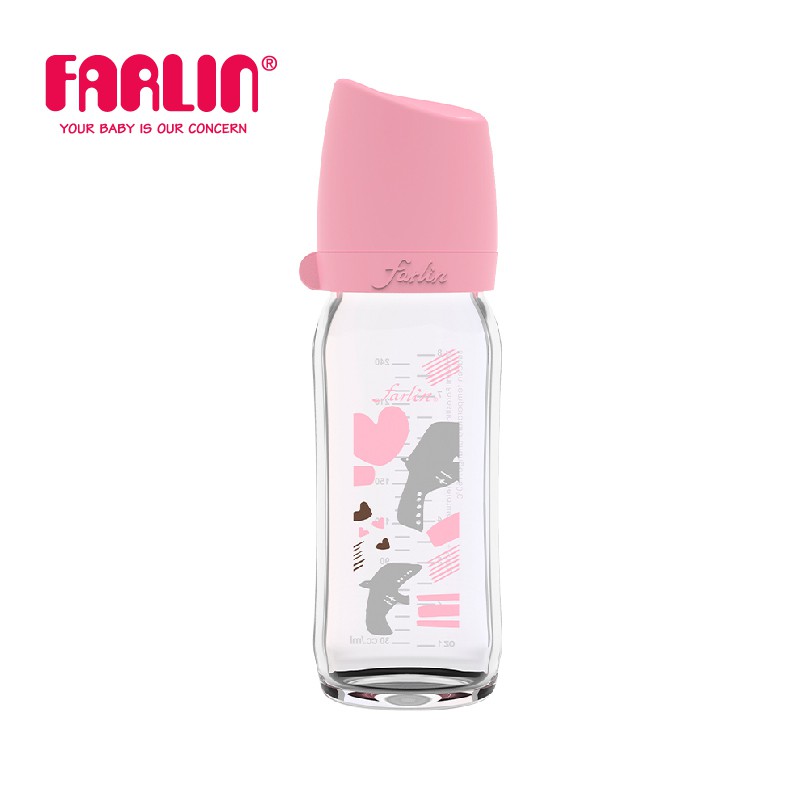 Bình Sữa Cho Bé City Bottle Thủy Tinh Cổ Rộng của FARLIN- Hồng Cổ Điển - 160ml/240ml