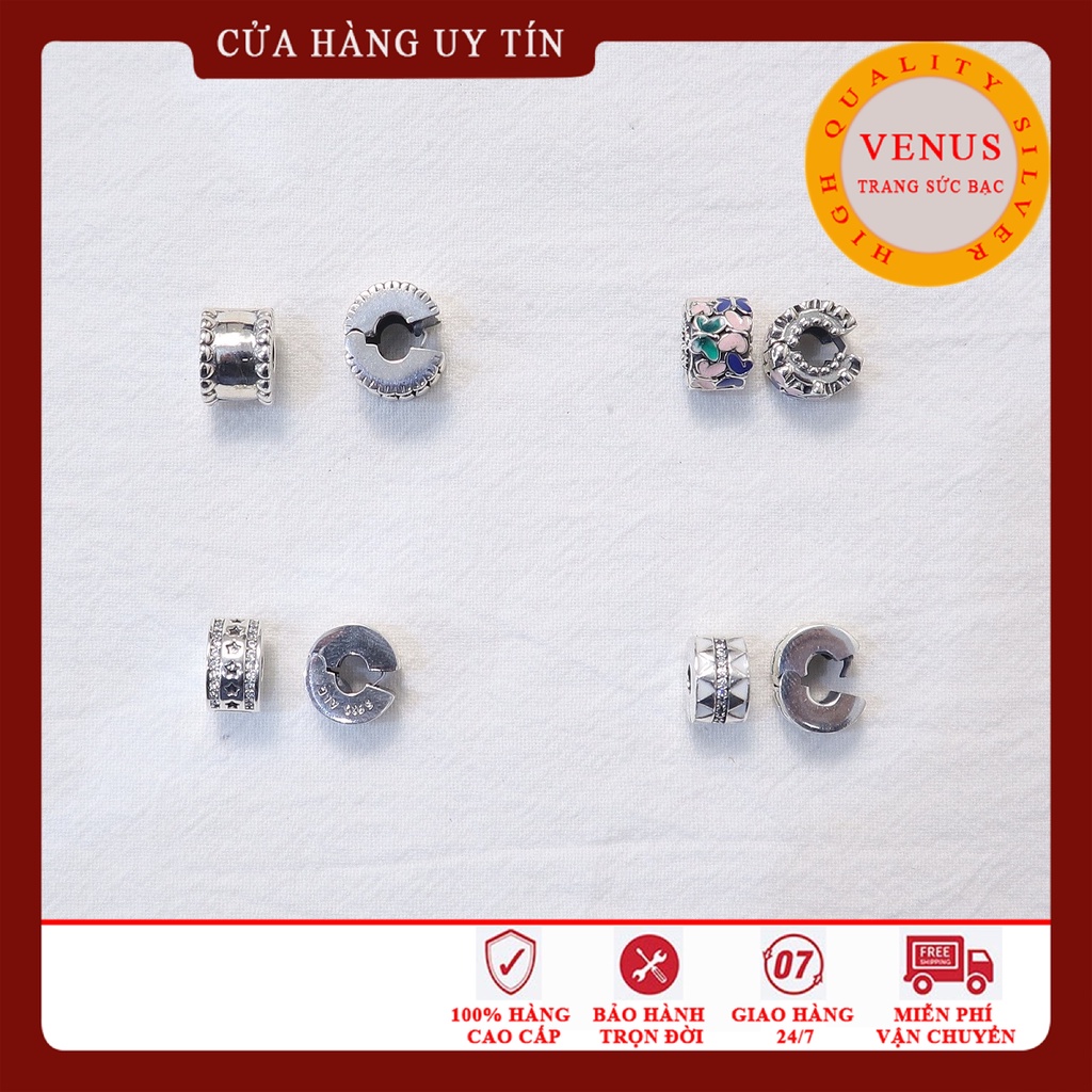 [Charm bạc 925 cao cấp] Charm clip dạng bấm viền ngôi sao- Mã sản phẩm VENUSC8