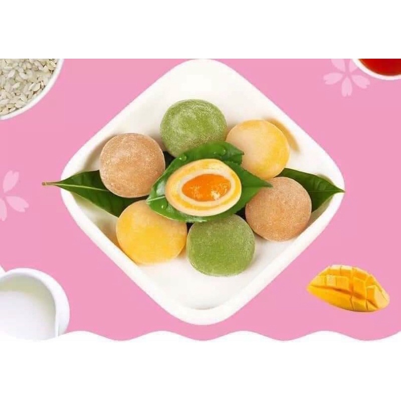 Bánh Mochi khay kem lạnh vị hoa quả - Hộp 180g có 12 chiếc bánh thơm ngon