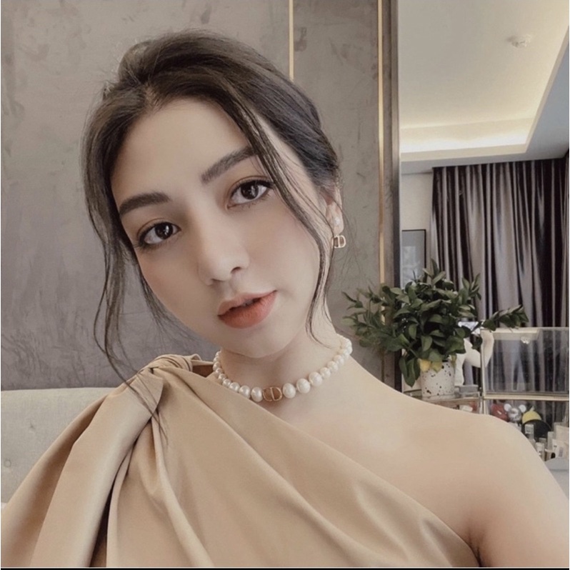 Vòng cổ choker nữ cao cấp bền màu sang trọng, dây chuyền ngọc trai nhân tạo ZINA STORE