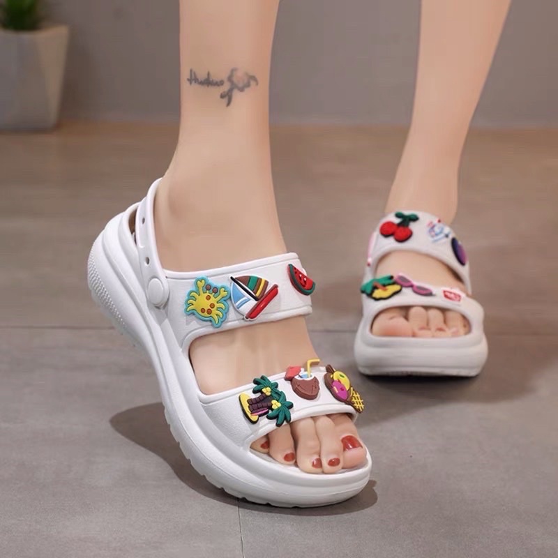 Dép sandand 2 quai tăng chiều cao cho nữ cao 6cm