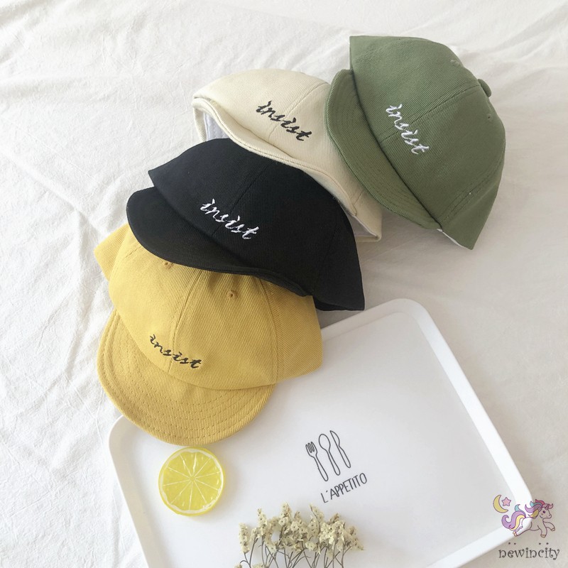 Mũ Lưỡi Trai Màu Đơn Sắc Thêu Chữ Phong Cách Hàn Quốc