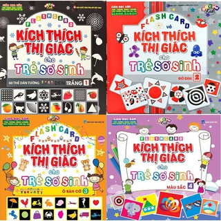 Combo 4 bộ 240 thẻ Kích Thích Thị Giác Cho Trẻ (đen trắng, đỏ đen, ô bàn cờ, màu sắc)