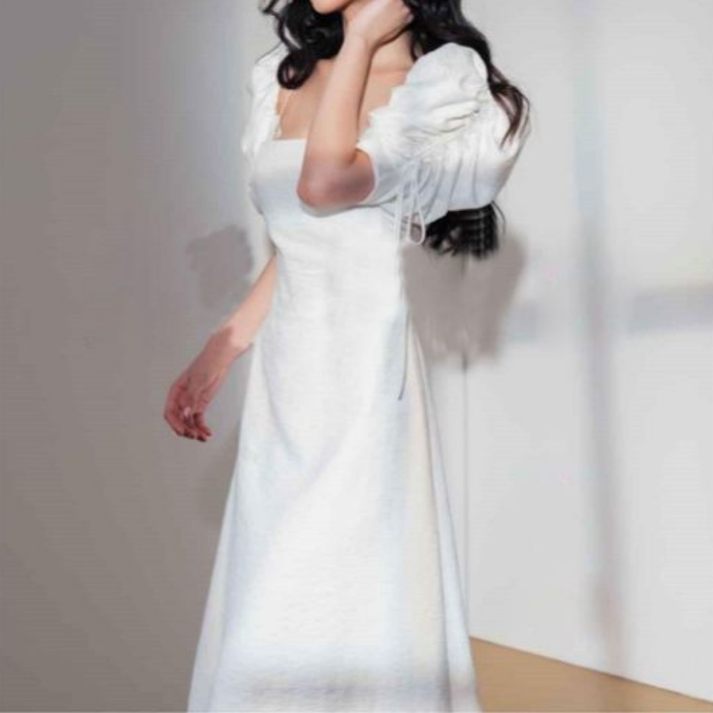 Đầm dự tiệc cổ vuông tay bồng rút dây sang chảnh | BigBuy360 - bigbuy360.vn