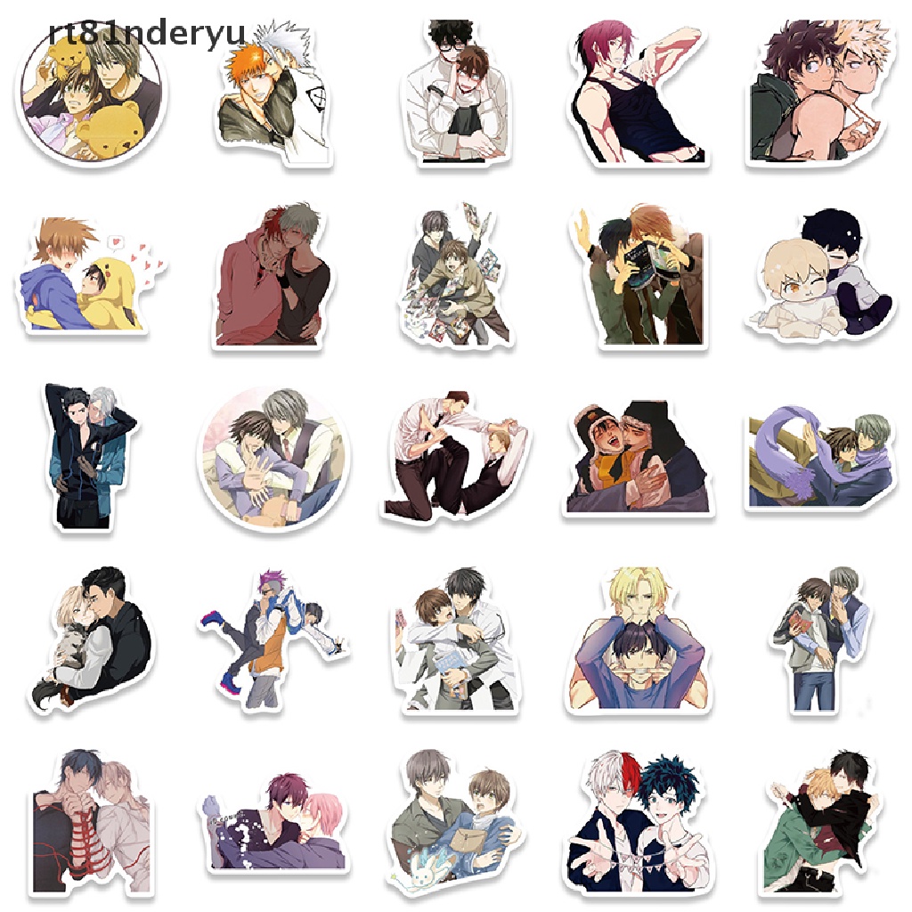 Set 50 Sticker Anime BL; yaoi rt81nderyu Nhật Bản Dán Ba Lô Laptop Ván Trượt Đồ Chơi VN