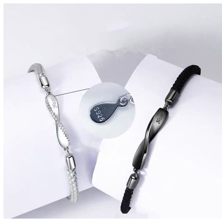 [Coisíní] S925 Siliver Mobius  Bracelet High Quality Milan Rope For Couple Braided Hand Rope Gift For Boyfriend And Girlfriend