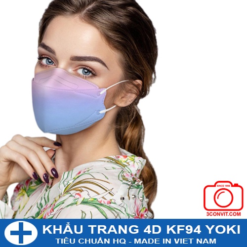 Túi 6 khẩu trang 4D KF94 Yoki 4 lớp kháng khuẩn chống bụi mịn tiêu chuẩn PM2.5