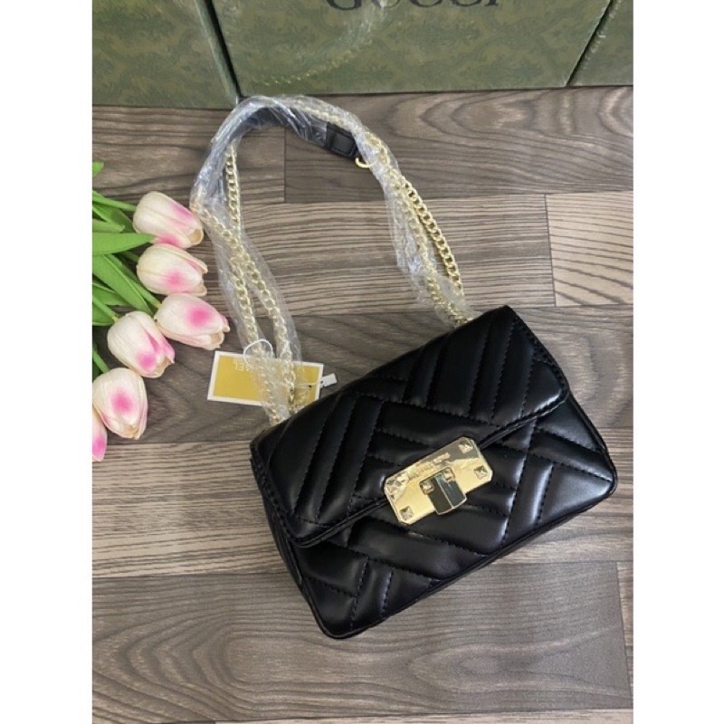 Túi MK dây đeo 2 kiểu size 19 màu đen