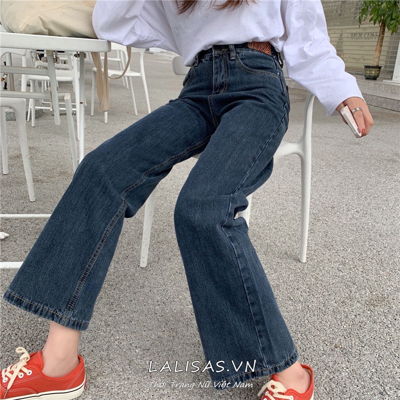 LALISAS Quần Jean Nữ Ống Đứng Lưng Cao Thời Trang Hàn Quốc