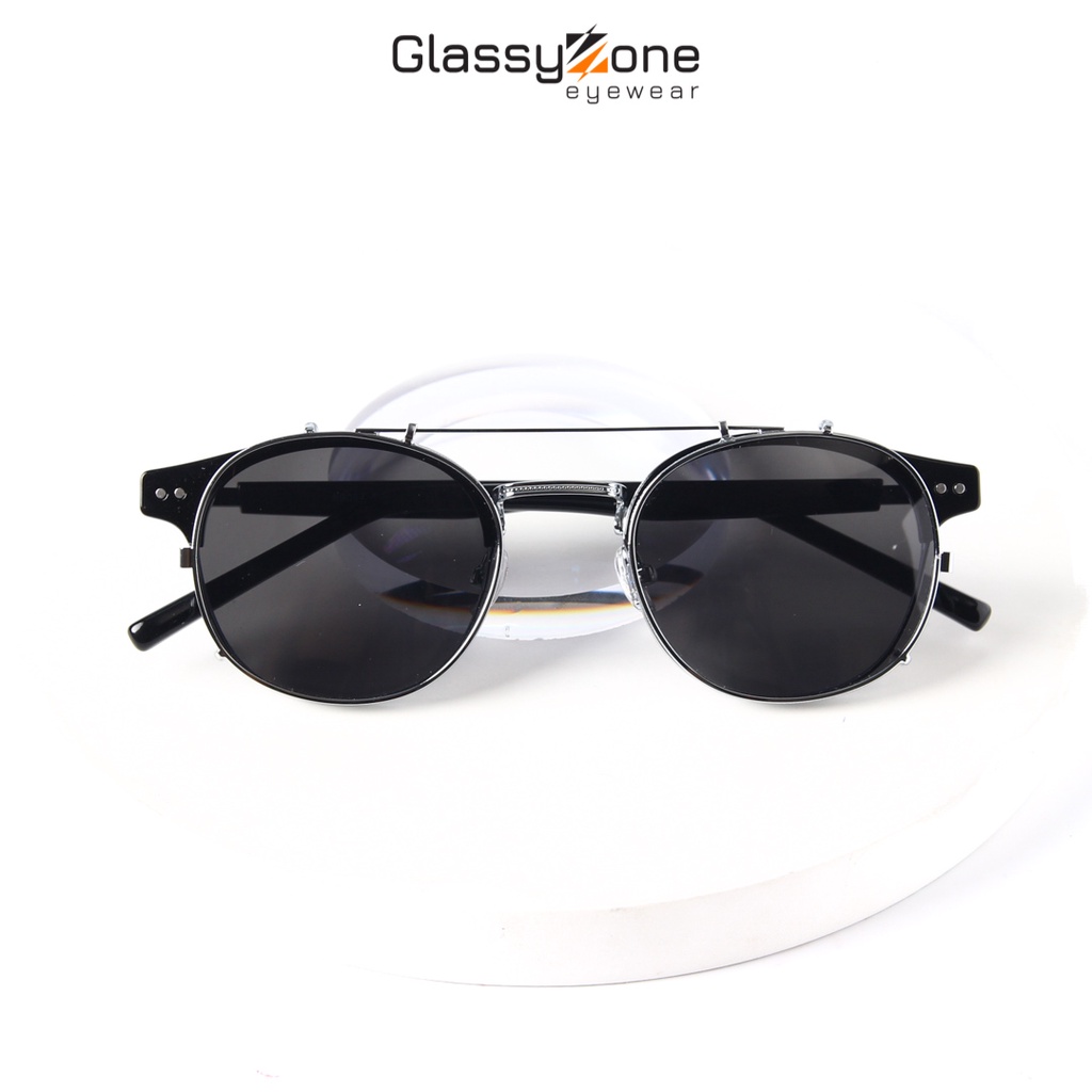 Gọng kính cận, Mắt kính giả cận kim loại Form Oval Clip-on Unisex Nam Nữ Fletcher - GlassyZone