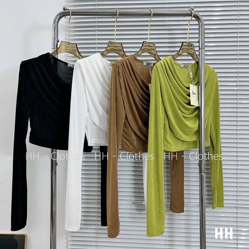 Áo Giấy Nhũ Croptop Cổ Đổ b85