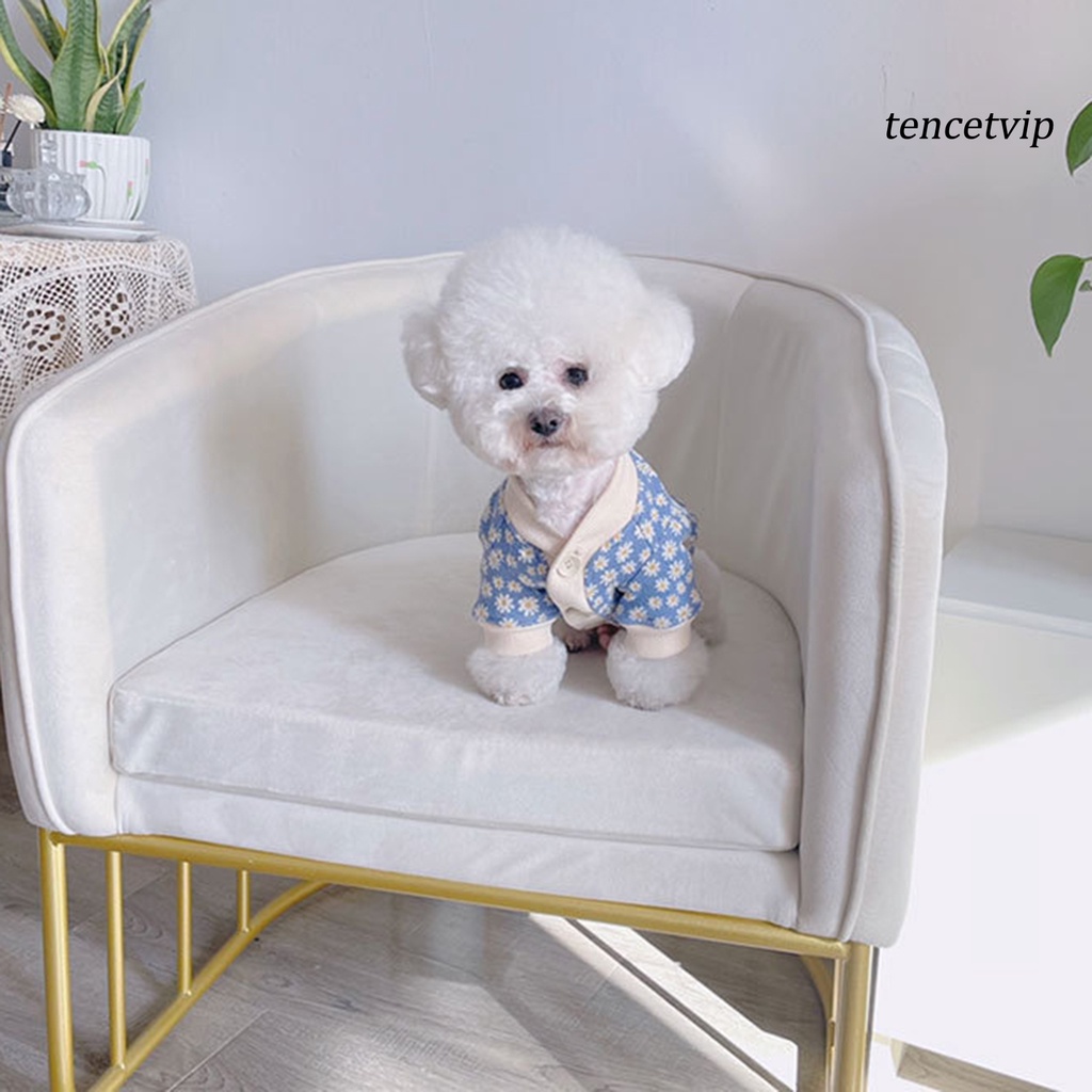 Áo khoác cardigan mềm mại giữ ấm họa tiết hoa thời trang mùa thu cho thú cưng