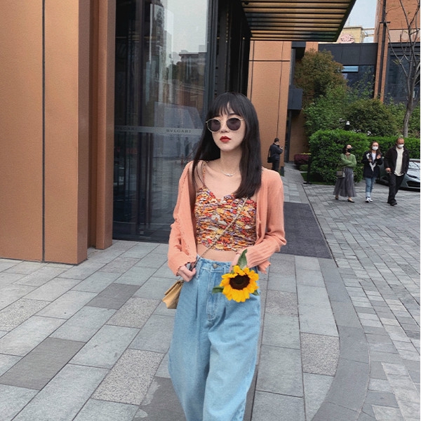 SUXI Áo Khoác Cardigan Dệt Kim Màu Trơn Cổ Chữ V Chống Nắng Dành Cho Nữ