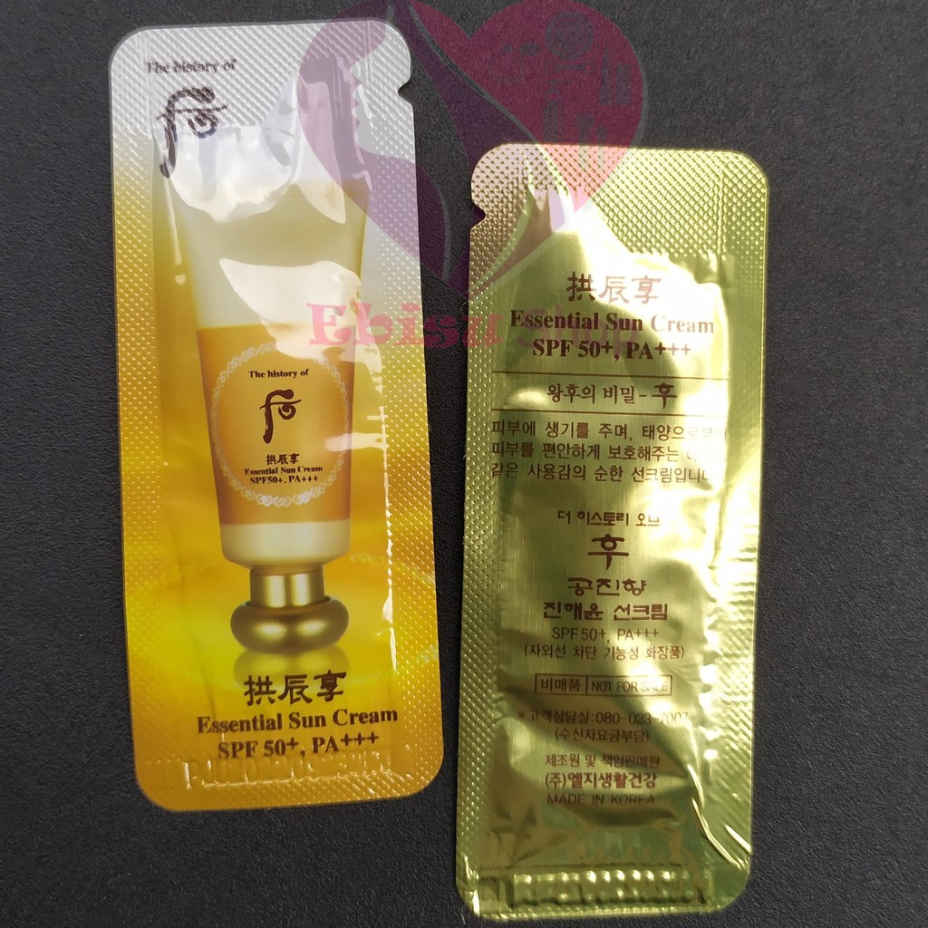 Combo 10 gói kem chống nắng whoo Essential Sun Cream SPF 50+,PA+++