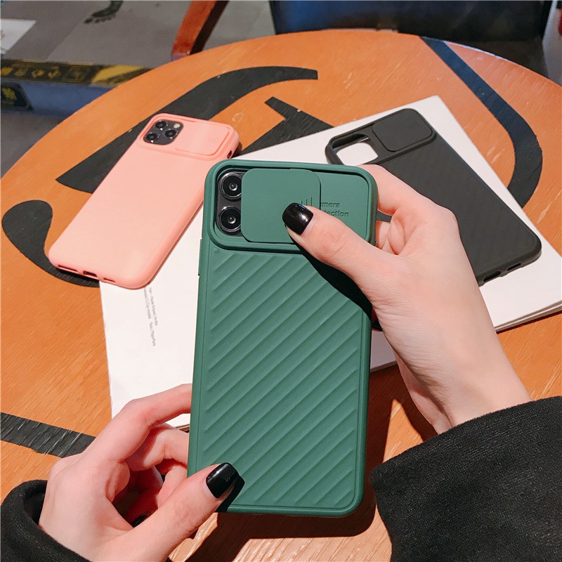 Ốp điện thoại silicon mềm có nắp trượt bảo vệ camera cho iPhone 11 Pro X XR Xs Max 6 6s+ 7 8 Plus | BigBuy360 - bigbuy360.vn