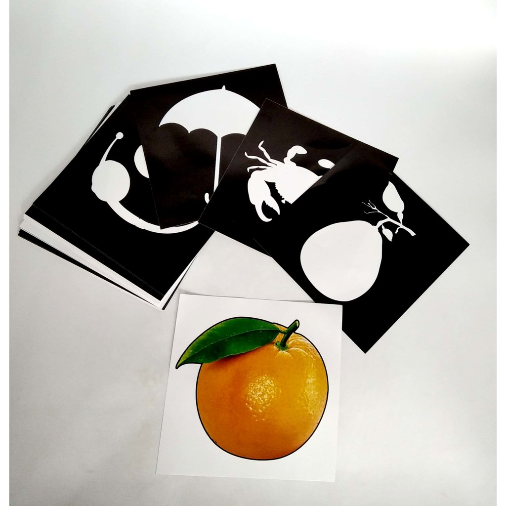 Thẻ Flashcard Kích Thích Thị Giác Cho Trẻ Sơ Sinh 𝑭𝑹𝑬𝑬𝑺𝑯𝑰𝑷 Bộ 60 thẻ, Kích Thước 21x21cm, Tập 1 Đen Trắng Dán Tường