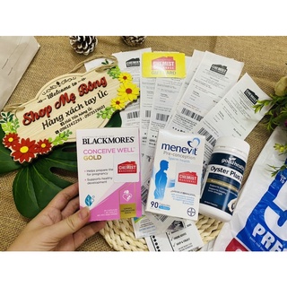 Tem chemist Tinh chất hàu biển Úc Oyster Plus Zinc ,tăng thụ thai Blackmores, bổ trứng Úc