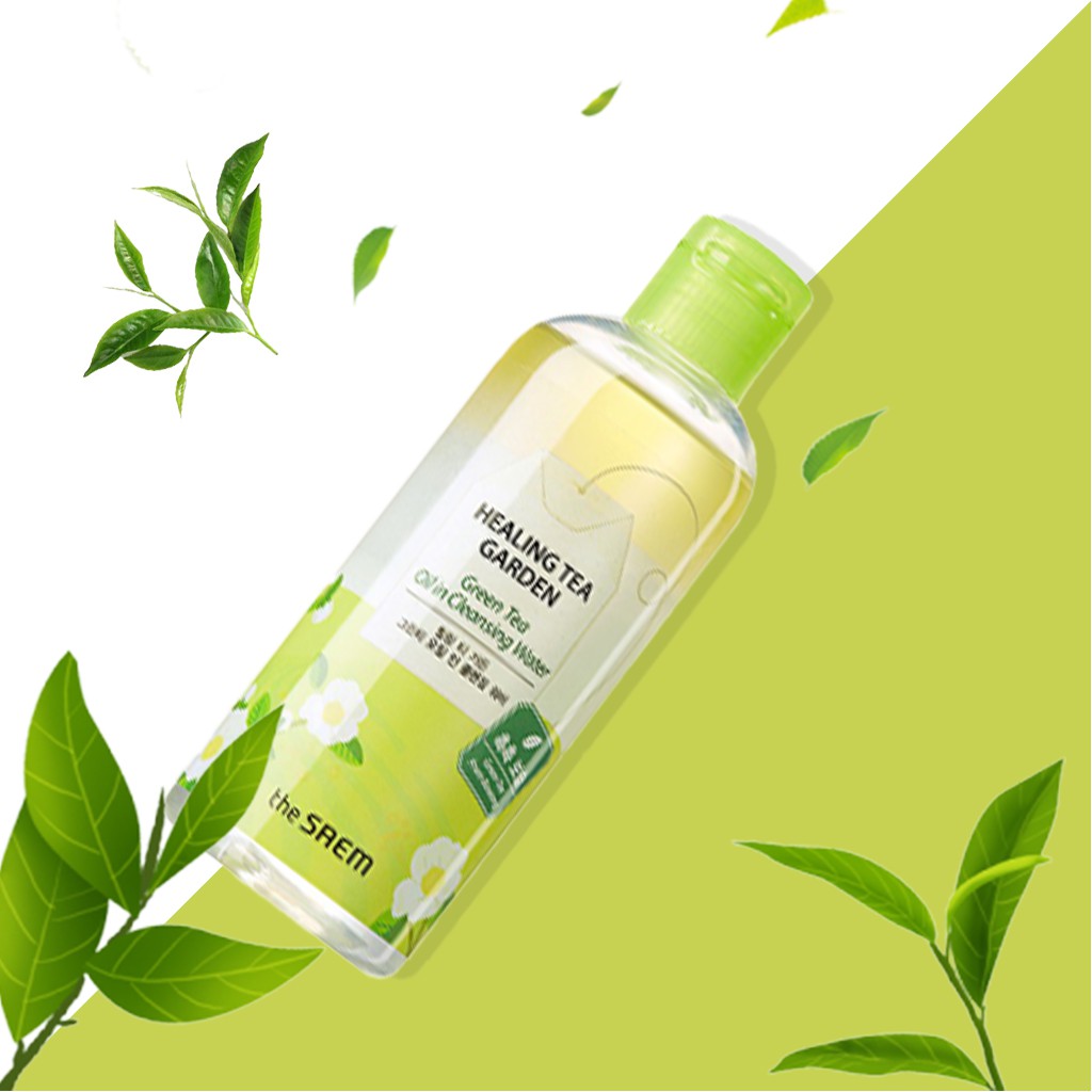 Tẩy Trang Dầu Nước Dành Cho Makeup The Saem  Healing Tea Garden Green Tea Oil In Cleansing Water 300ml