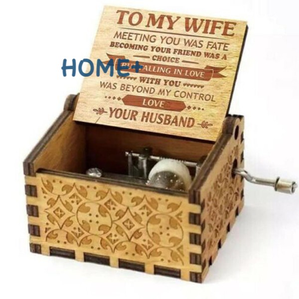 Ts tiktok To My Wife Engraved Wood Music Box Anniversary Valentines' Gifts Tik Tok