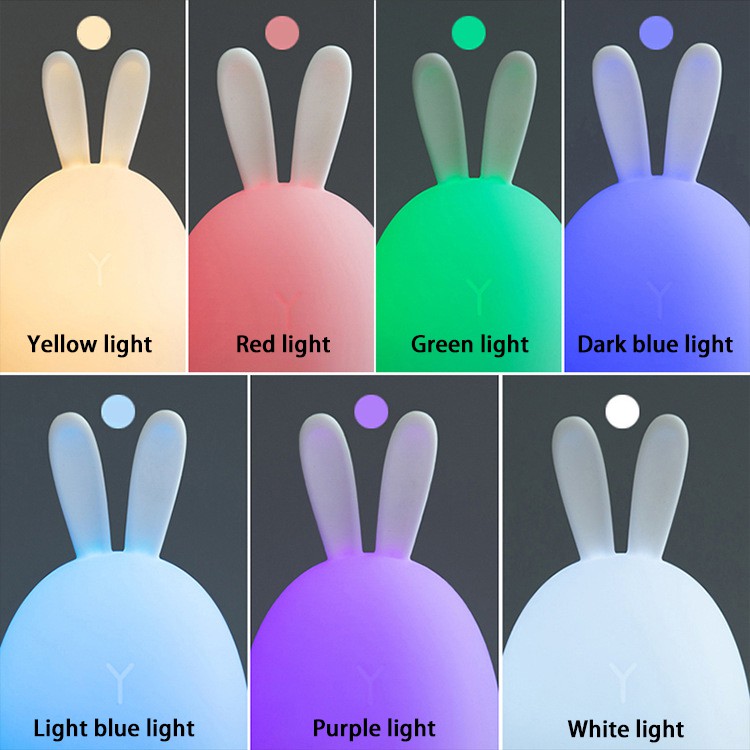 Đèn Led Ngủ Silicone Hình Thỏ Dễ Thương Thay Đổi Màu
