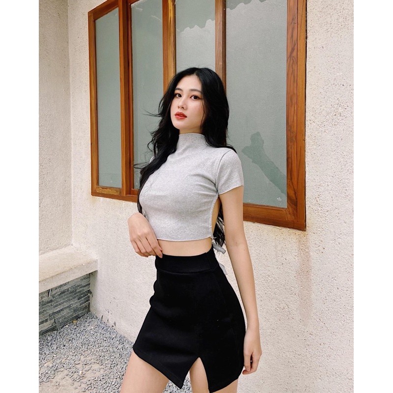 Nene Croptop 🌟𝐁𝐞𝐬𝐭 𝐒𝐞𝐥𝐥𝐞𝐫🌟 Áo hở lưng thắt nơ 💖Áo khoét lưng tay ngắn