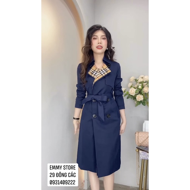 Áo kaki xanh than cổ kẻ dáng dài, hàn cao cấp