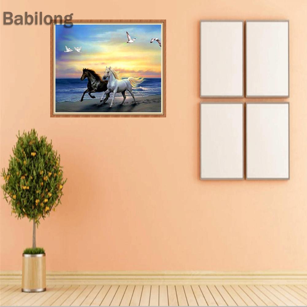 Tranh thêu chữ thập đính đá kim cương 5D DIY hình vẽ ngựa