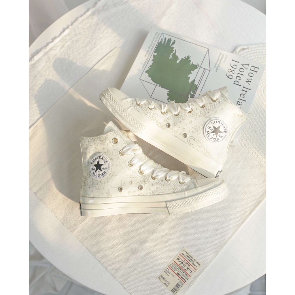 CONVERSEE chuck 70s Hi Elements Print Egret Gold cao cổ