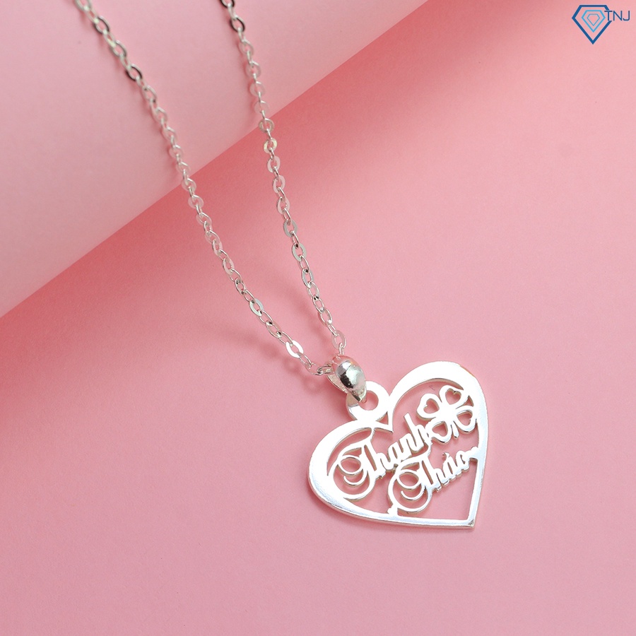 Dây chuyền chữ theo tên bằng bạc thật hình trái tim đẹp DCC0020 - Trang Sức TNJ