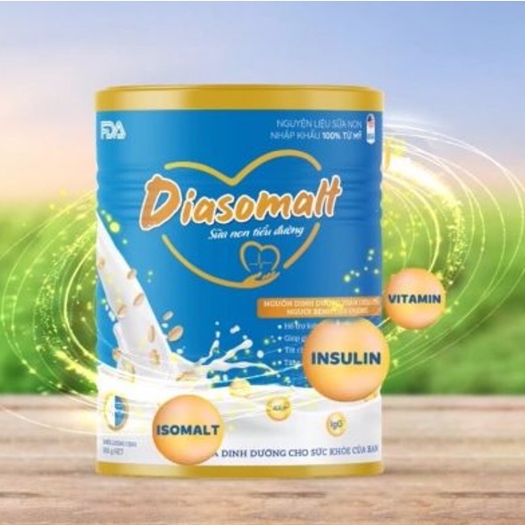 Sữa non dành cho người tiểu đường Diasomalt 850g - Ổn định đường huyết + Tặng ly chia vạch