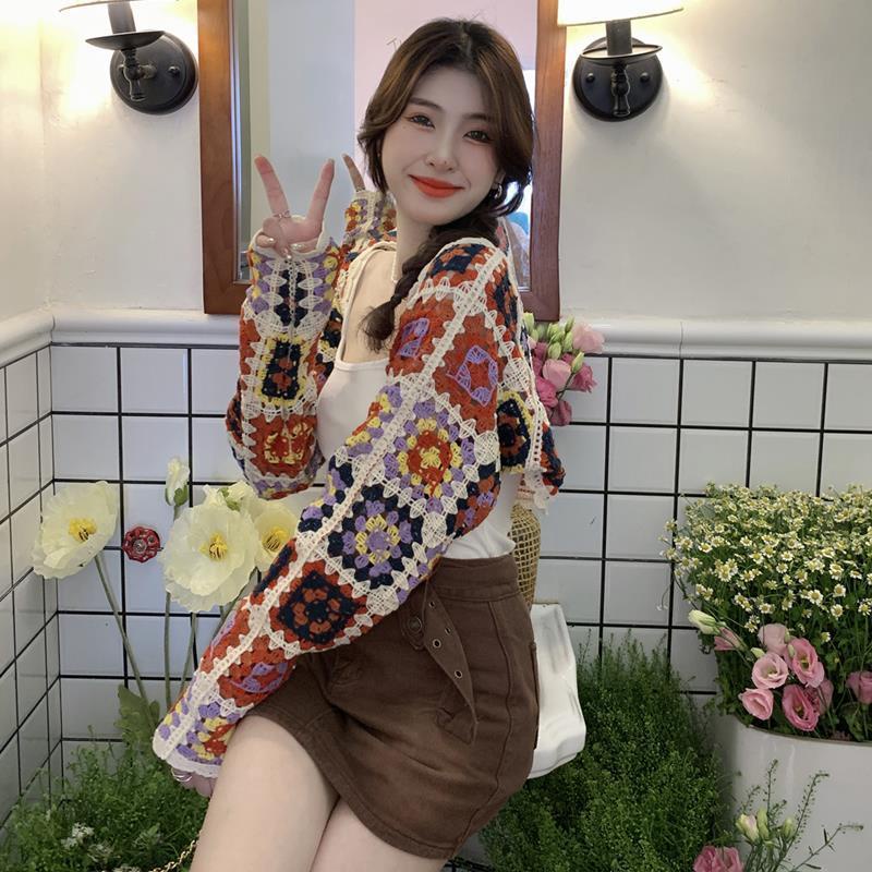 Jiashucheng Áo Khoác Cardigan Dệt Kim Mỏng Dáng Ngắn Phong Cách Pháp Thời Trang Mùa Hè 2023 Cho Nữ