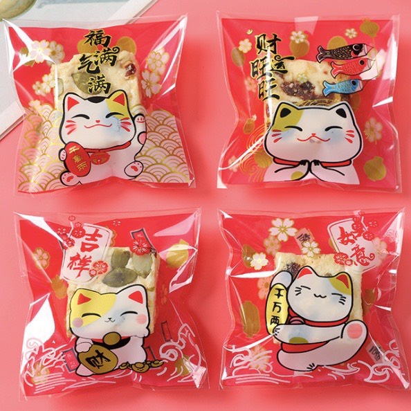 Túi gói quà nilong, gói bánh kẹo có keo dán sẵn Set 50c