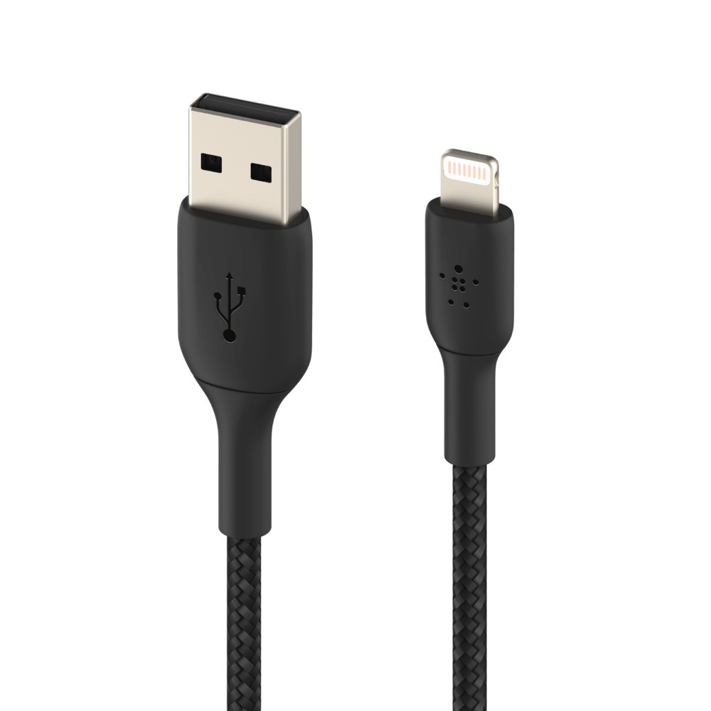 Cáp sạc lightning BOOST CHARGE Belkin vỏ dù 1 mét - CAA002bt - Hàng chính hãng - Bảo hành 2 năm