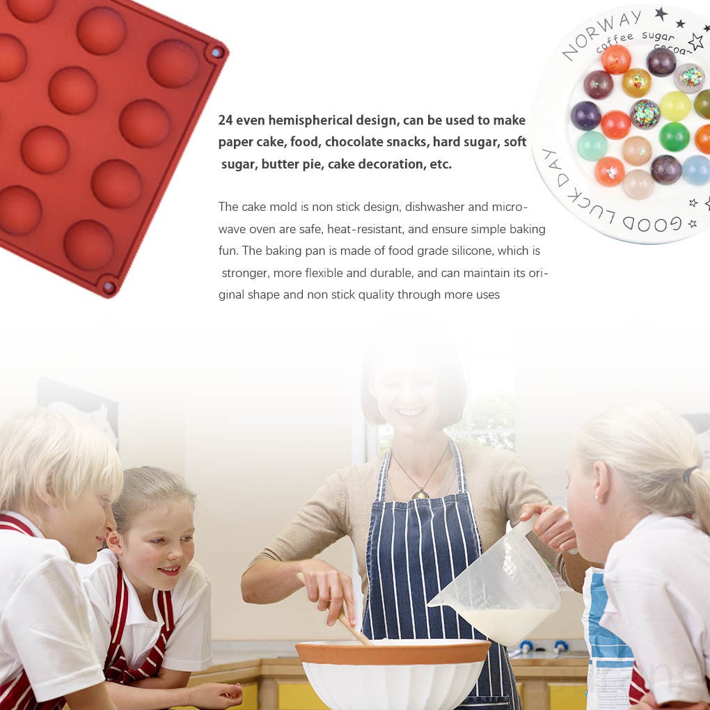 Khuôn silicone tạo hình bán cầu làm đá cục/bánh kẹo chocolate