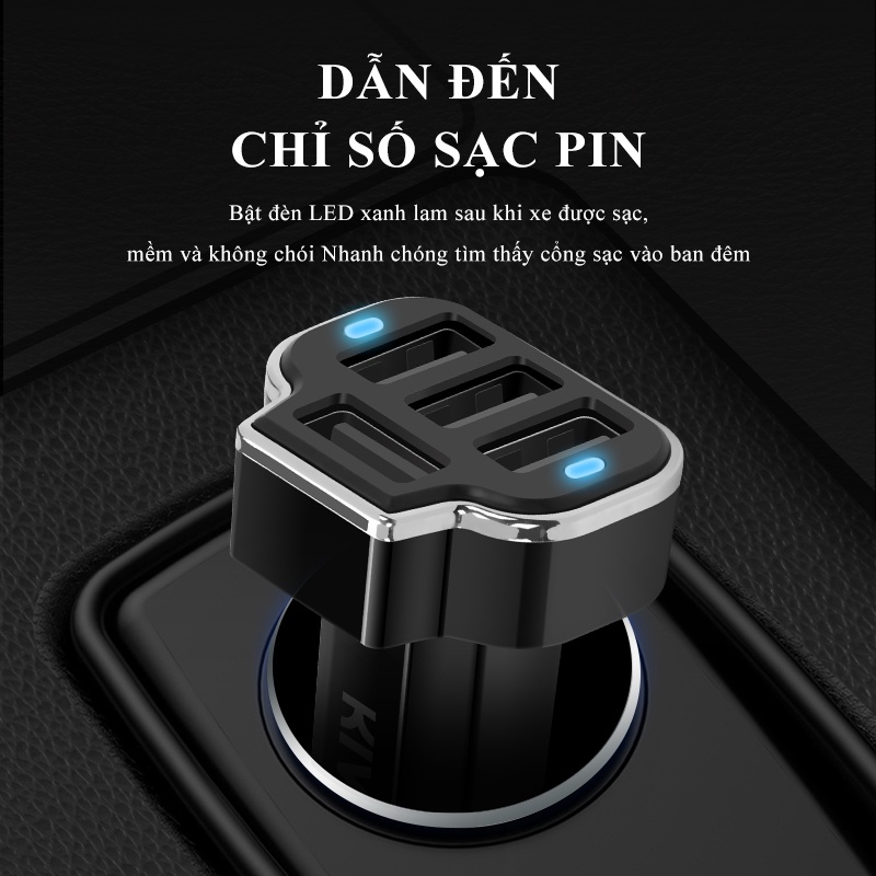 tẩu sạc nhanh ô tô kivee 4 Trong 1 5V/3.A 4 Cổng USB Sạc Nhanh Cho iPhone Huawei xaiomitẩu sạc nhanh