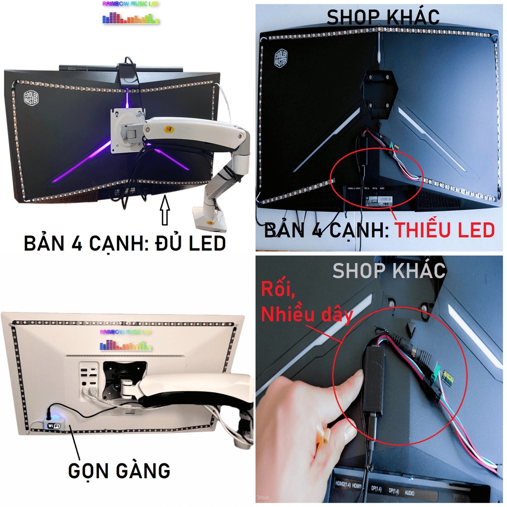 [CHÍNH HÃNG] Đèn Led Ambilight WiFi theo mầu màn hình không cần cắm dây usb siêu mượt (60hz) + cực nhẹ (ít hơn 1% cpu)