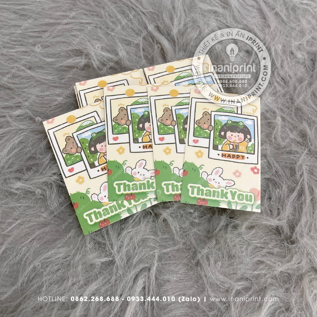 Giấy Cảm Ơn Cute, Card Cám Ơn Dễ Thương, Thank You Card Cute Mẫu Trà Sữa - Size 9x5.4cm - Cán Màng Mờ 2 Mặt