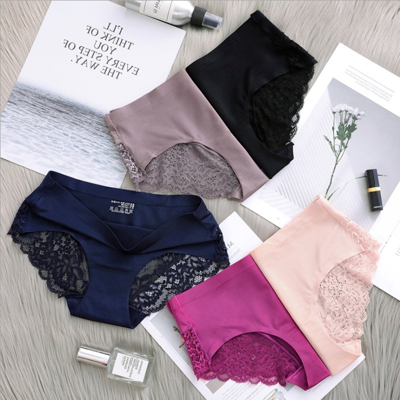 Quần lót nữ vải lụa phối ren thoáng khí size M-2XL
