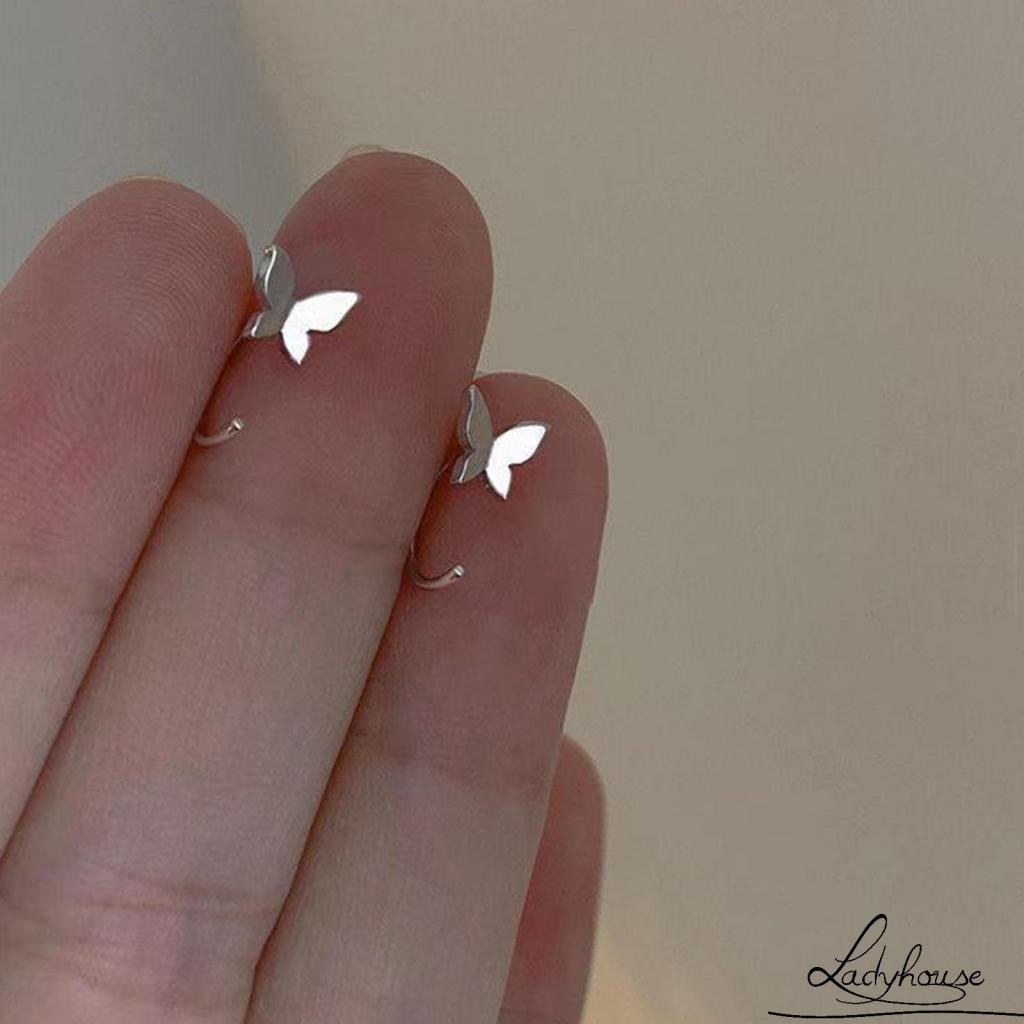 Bông tai kim loại hình bướm màu sắc đơn giản thời trang cho nữ