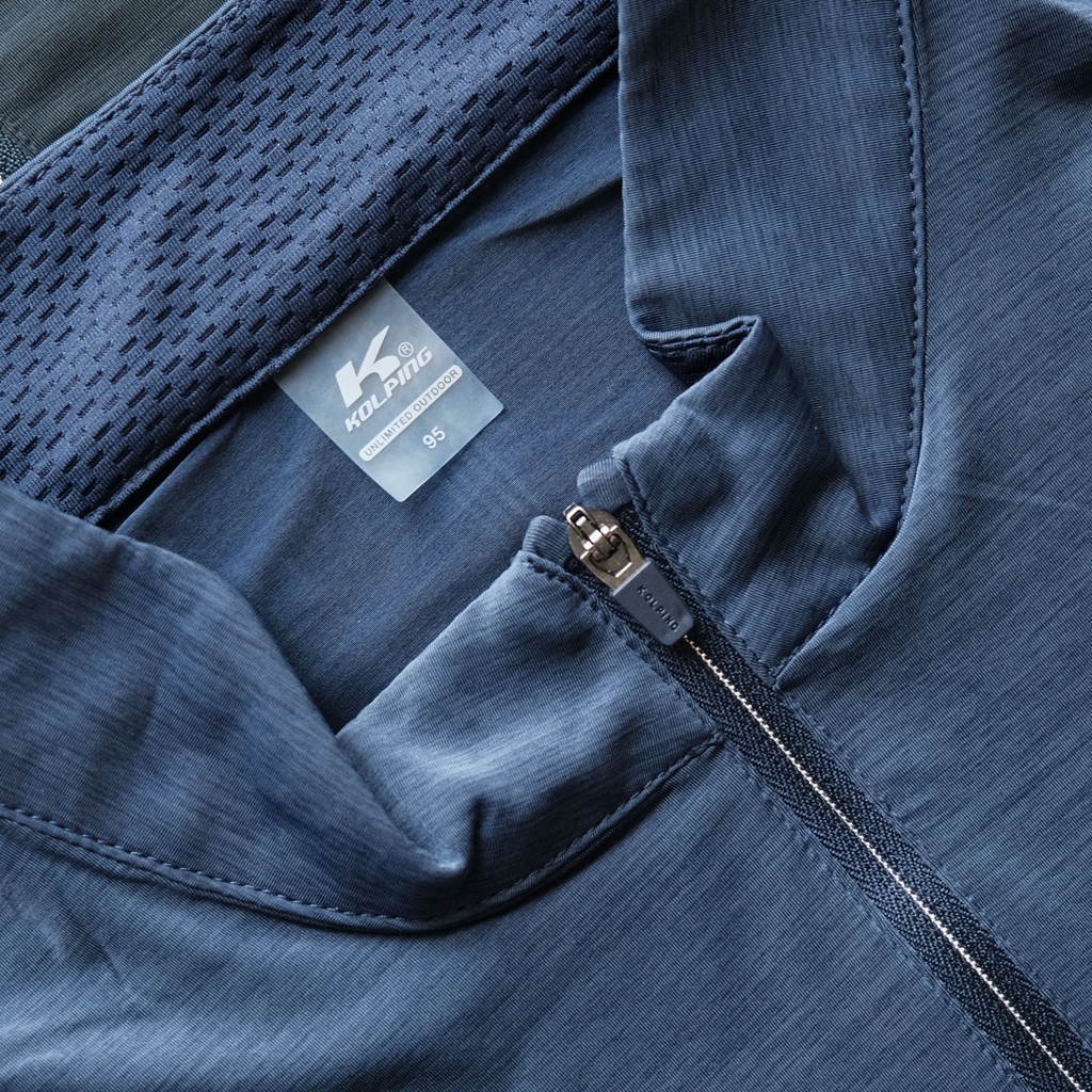 Áo thun dài tay cổ khóa Zipper tiện dụng, Áo thể thao nam tay dài