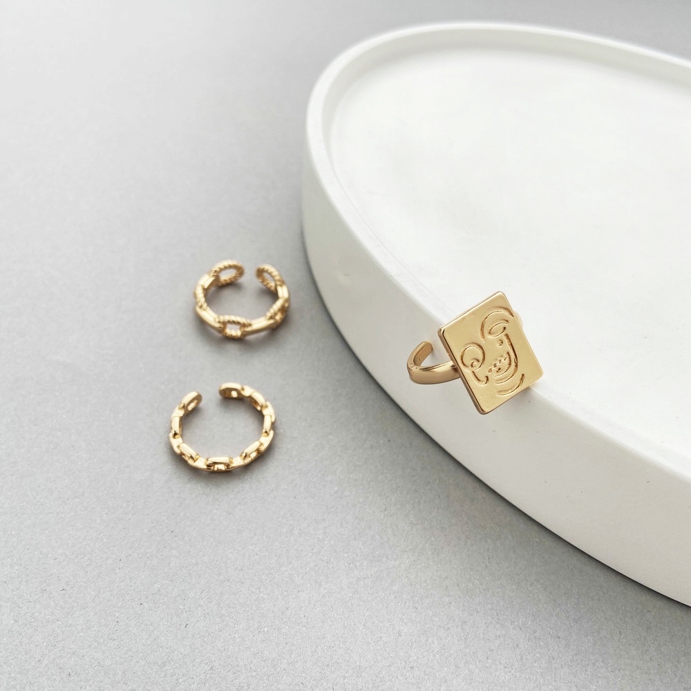 Set 3 nhẫn hợp kim mẫu mặt cười xinh xắn