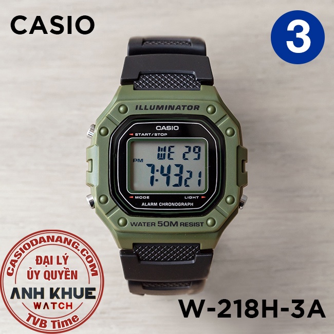 Đồng hồ nam dây nhựa Casio chính hãng Anh Khuê W-218 Series