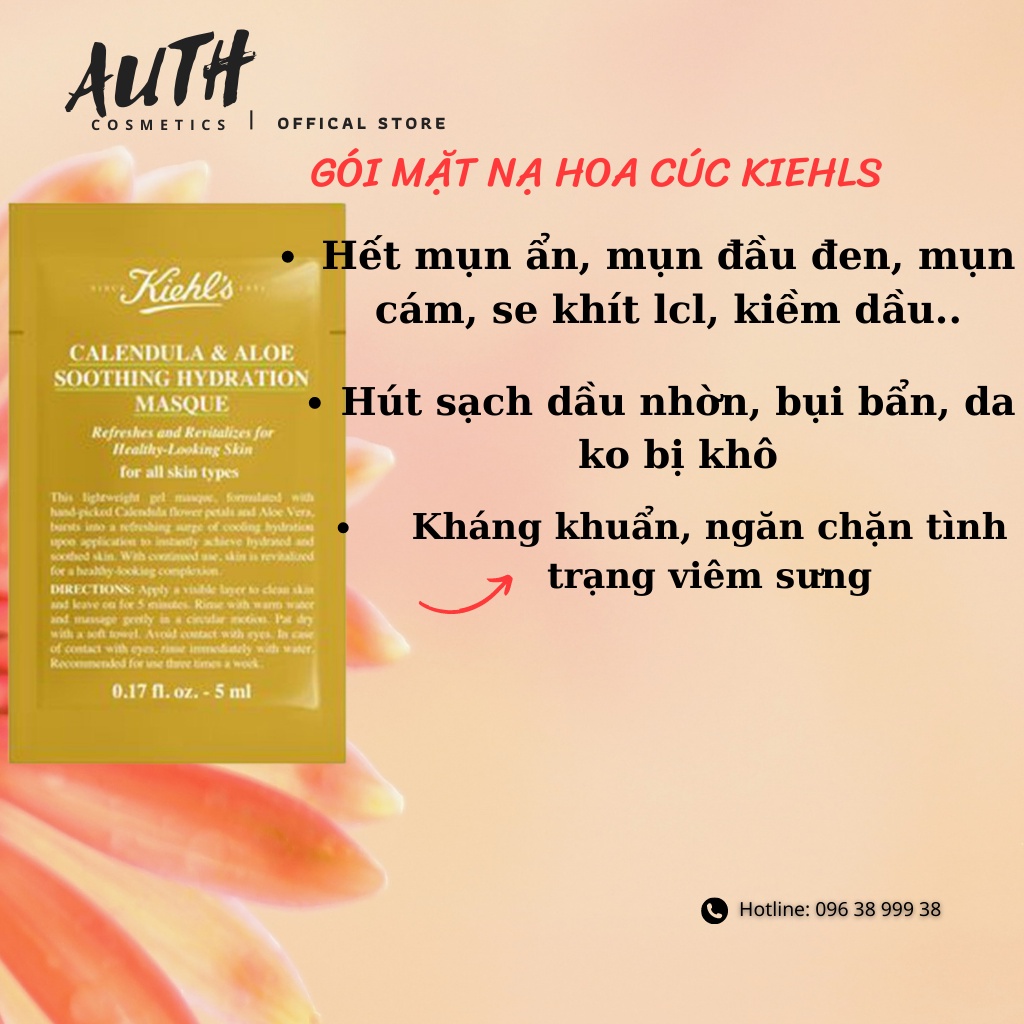 Mặt nạ Kiehl s Đất sét Nghệ Hoa cúc Gừng, Tặng kèm thìa đắp mặt nạ và hũ thủy tinh ( gói 5ml )