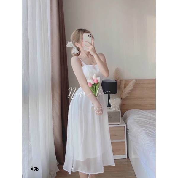 Đầm Maxi Trắng Vol Lụa Tiểu Thư Cao Cấp