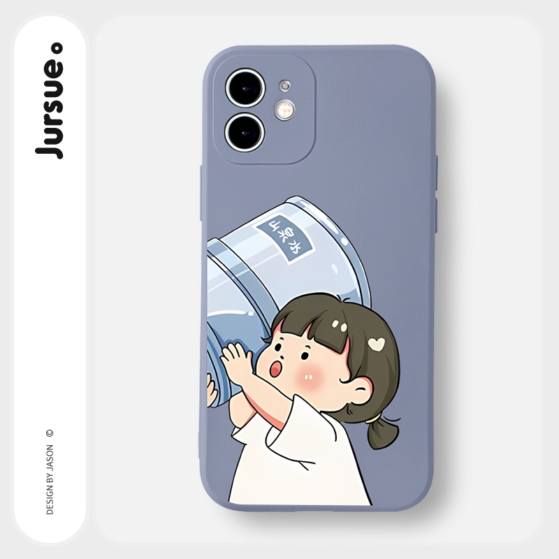Ốp lưng JURSUE hoạt hình cặp đôi dễ thương đẹp cho iPhone 13 12 11 Pro Max SE 2020 X XR XS 8 7 ip 6S 6 Plus Y2087