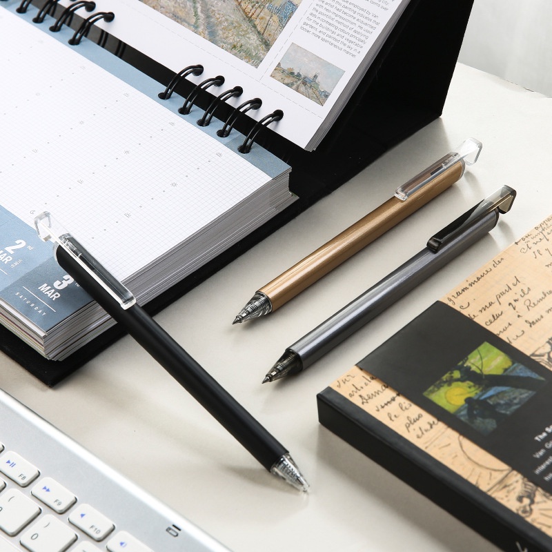 Bút Bi Mực Đen Ngòi 0.5MM Vỏ Kim Loại Chất Lượng Cao