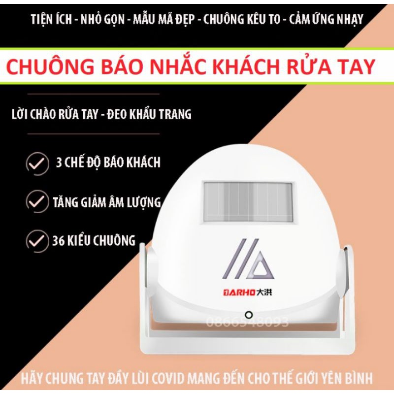 BỘ CHUÔNG CỬA ĐA NĂNG BÁO KHÁCH NHẮC NHỞ ĐEO KHẨU TRANG RỬA TAY SÁT KHUẨN BẰNG CẢM BIẾN TỪ XA MẪU MỚI