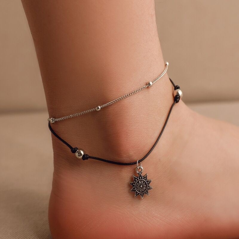Lắc Chân Có Nhiều Lớp Mặt Hình Voi Mặt Trời Phong Cách Bohemian Cổ Điển Cho Nữ